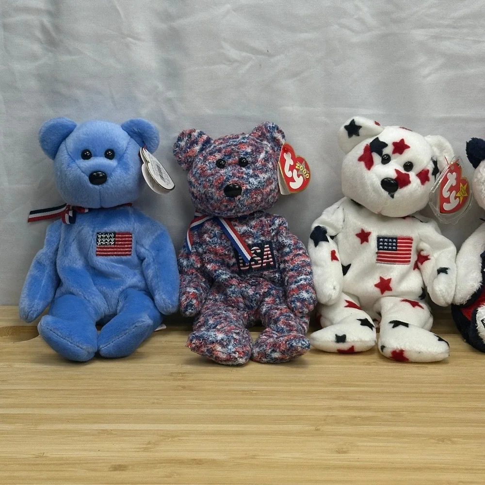 Ty Beanie Babies,‎ Lot of 5 America-USA-Glory-Patriot-Spangle Plush Bear